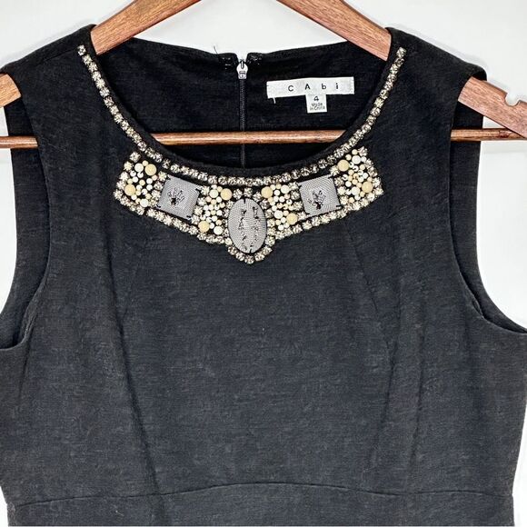 Cabi #508 Sleeveless Embellished Top Gray Size 4 - Picture 8 of 11